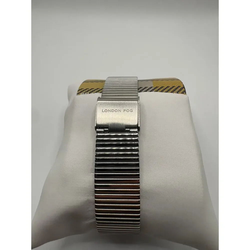 London Fog Collection Men Watch Blue Dial Silver Expansion Bracelet Blue